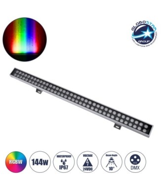 GLOBOSTAR® WASHERGAIA 90216 Μπάρα Φωτισμού Wall Washer LED 144W 12240lm 10° DC 24V Αδιάβροχο IP67 Πολύχρωμο RGBW Dimmable DMX512 - Bridgelux SMD Chip - Γκρι Ανθρακί - Μ100 x Π7.3 x Υ4.3cm - 3 Χρόνια Εγγύηση